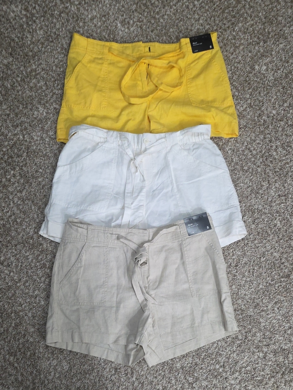 New York & Company Yellow, White, Beige Women Shorts Trio